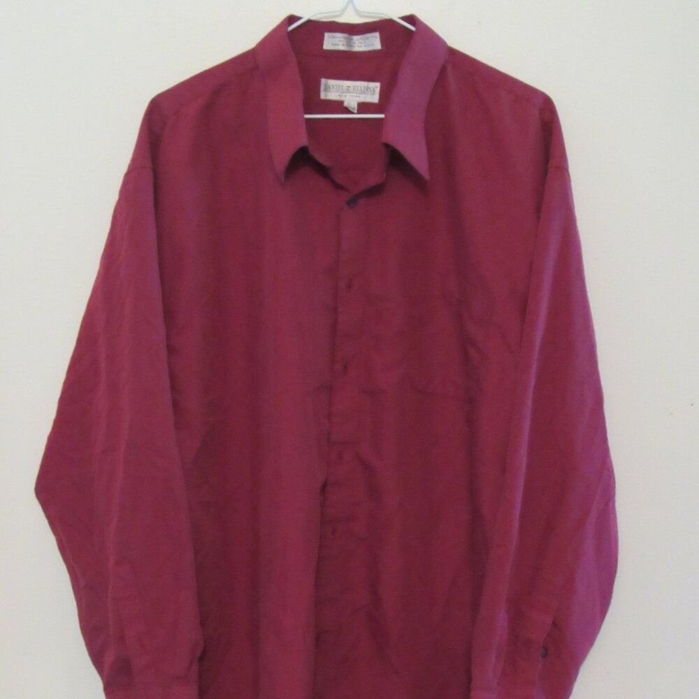 Daniel Elissa Dress Shirt Men's Sz 18 1/2 Sleeve 34-35 Burgundy Business Wear